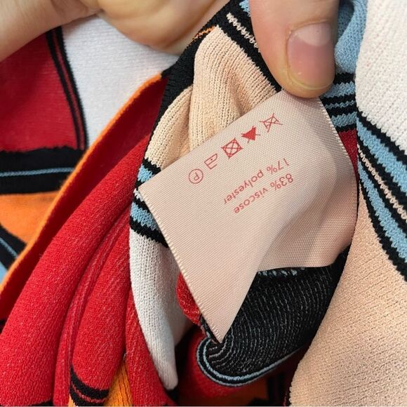 Roksanda Cutout Multi Color Block Stretch Knit Midi Dress Vertical Striped M - Picture 9 of 14